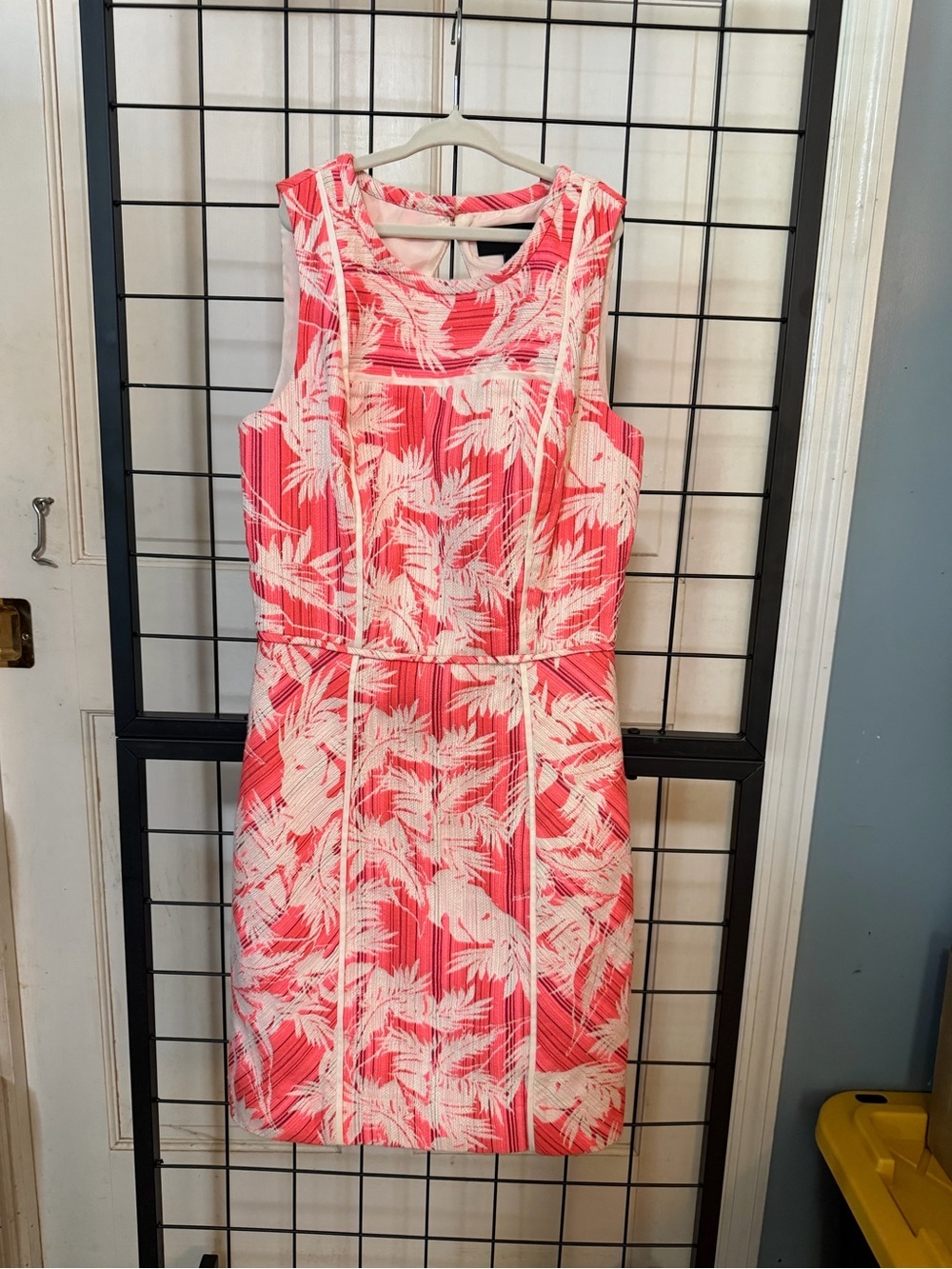 J. Crew Coral and White Tropical Print Sheath Dress